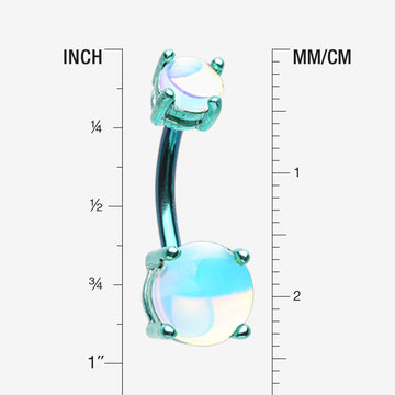 Detail View 1 of Colorline Iridescent Revo Sparkle Prong Set Belly Button Ring-Teal